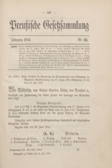Preußische Gesetzsammlung. 1914, Nr. 22 (14 Juli)