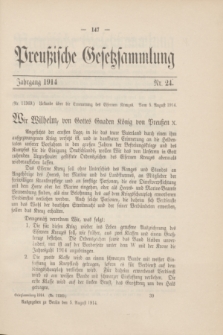 Preußische Gesetzsammlung. 1914, Nr. 24 (5 August)