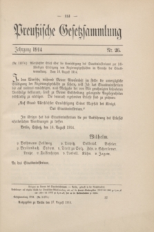 Preußische Gesetzsammlung. 1914, Nr. 26 (17 August)