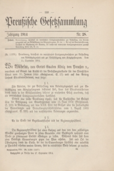 Preußische Gesetzsammlung. 1914, Nr. 28 (17 September)