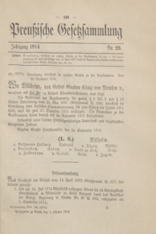 Preußische Gesetzsammlung. 1914, Nr. 29 (5 Oktober)