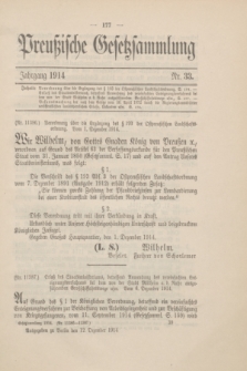 Preußische Gesetzsammlung. 1914, Nr. 33 (12 Dezember)