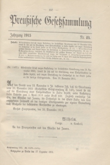 Preußische Gesetzsammlung. 1915, Nr. 49 (17 Dezember)