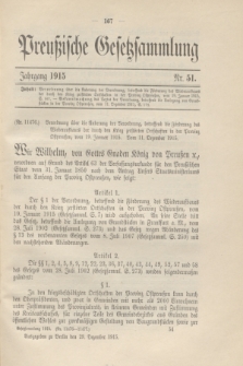Preußische Gesetzsammlung. 1915, Nr. 51 (29 Dezember)