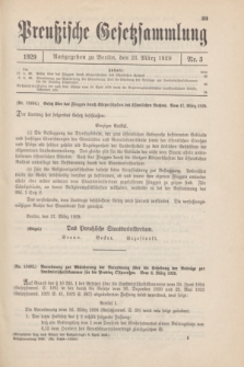 Preußische Gesetzsammlung. 1929, Nr. 5 (23 März)