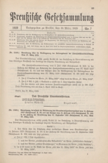 Preußische Gesetzsammlung. 1929, Nr. 7 (30 März)