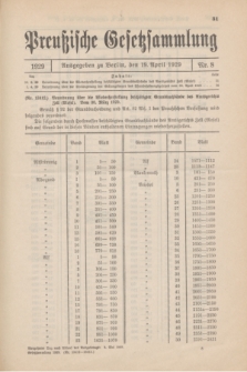 Preußische Gesetzsammlung. 1929, Nr. 8 (19 April)