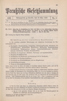 Preußische Gesetzsammlung. 1929, Nr. 11 (29 Mai)