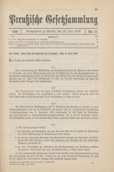 Preußische Gesetzsammlung. 1929, Nr. 15 (24 Juni)