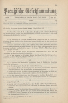 Preußische Gesetzsammlung. 1929, Nr. 17 (3 Juli)
