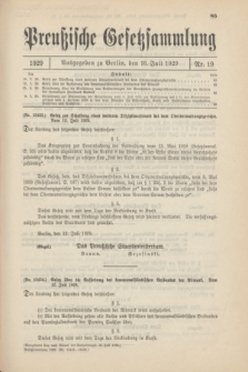 Preußische Gesetzsammlung. 1929, Nr. 19 (16 Juli)