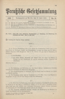 Preußische Gesetzsammlung. 1929, Nr. 20 (27 Juli)