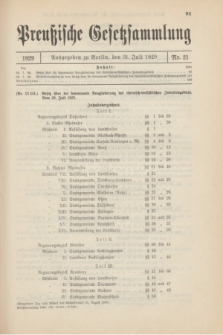 Preußische Gesetzsammlung. 1929, Nr. 21 (31 Juli)