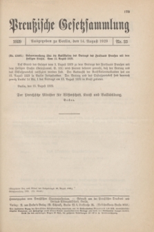 Preußische Gesetzsammlung. 1929, Nr. 25 (14 August)