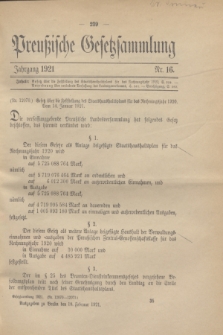 Preußische Gesetzsammlung. 1921, Nr. 16 (18 Februar)