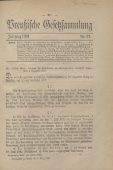 Preußische Gesetzsammlung. 1921, Nr. 22 (5 März)