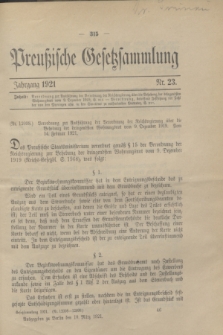 Preußische Gesetzsammlung. 1921, Nr. 23 (10 März)