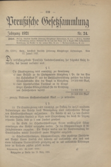 Preußische Gesetzsammlung. 1921, Nr. 24 (15 März)