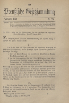 Preußische Gesetzsammlung. 1921, Nr. 25 (18 März)