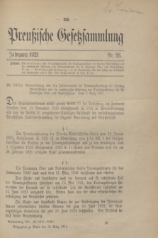 Preußische Gesetzsammlung. 1921, Nr. 26 (18 März)