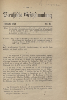 Preußische Gesetzsammlung. 1921, Nr. 28 (5 April)