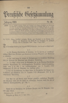 Preußische Gesetzsammlung. 1921, Nr. 31 (25 April)