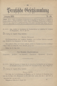 Preußische Gesetzsammlung. 1921, Nr. 48 (13 August)