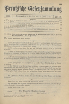 Preußische Gesetzsammlung. 1930, Nr. 19 (24 Juni)