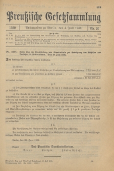 Preußische Gesetzsammlung. 1930, Nr. 20 (4 Juli)
