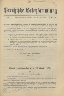 Preußische Gesetzsammlung. 1930, Nr. 21 (5 Juli)