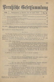 Preußische Gesetzsammlung. 1930, Nr. 26 (28 Juli)