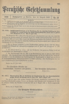 Preußische Gesetzsammlung. 1930, Nr. 29 (19 August)