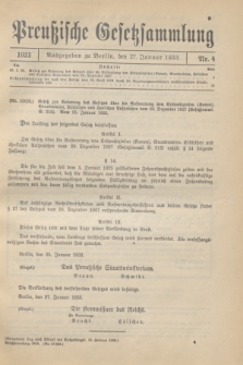 Preußische Gesetzsammlung. 1933, Nr. 4 (27 Januar)