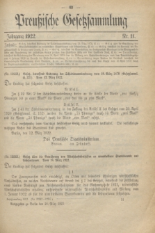 Preußische Gesetzsammlung. 1922, Nr. 11 (28 März)