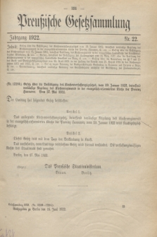 Preußische Gesetzsammlung. 1922, Nr. 22 (15 Juni)