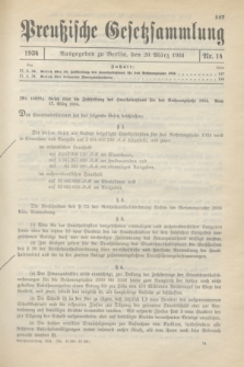 Preußische Gesetzsammlung. 1934, Nr. 14 (20 März)