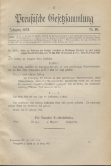 Preußische Gesetzsammlung. 1923, Nr. 10 (12 März)