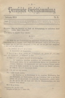 Preußische Gesetzsammlung. 1924, Nr. 3 (11 Januar)