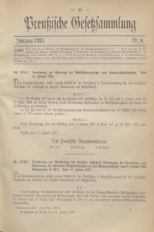 Preußische Gesetzsammlung. 1924, Nr. 8 (21 Januar)