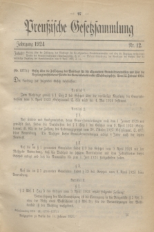 Preußische Gesetzsammlung. 1924, Nr. 12 (14 Februar)