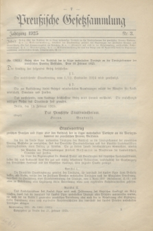 Preußische Gesetzsammlung. 1925, Nr. 3 (21 Februar)