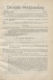 Preußische Gesetzsammlung. 1925, Nr. 5 (4 März)