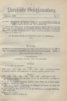 Preußische Gesetzsammlung. 1925, Nr. 7 (26 März)