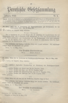 Preußische Gesetzsammlung. 1925, Nr. 8 (30 März)
