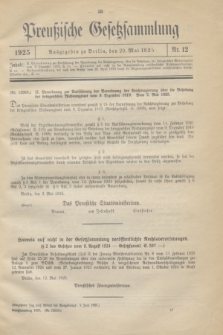 Preußische Gesetzsammlung. 1925, Nr. 12 (20 Mai)