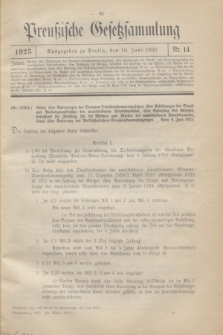 Preußische Gesetzsammlung. 1925, Nr. 14 (10 Juni)