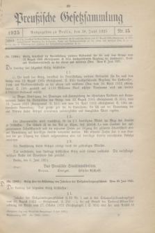 Preußische Gesetzsammlung. 1925, Nr. 15 (18 Juni)