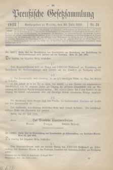 Preußische Gesetzsammlung. 1925, Nr. 21 (30 Juli)