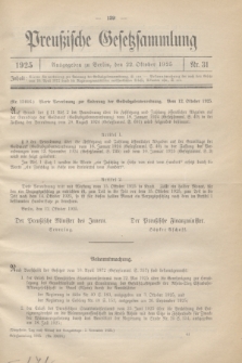 Preußische Gesetzsammlung. 1925, Nr. 31 (22 Oktober)