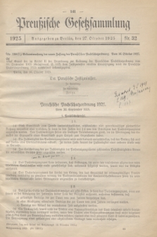 Preußische Gesetzsammlung. 1925, Nr. 32 (27 Oktober)
